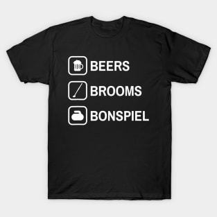 Beers Brooms Bonspiel Icon Curling Tournament Funny T-Shirt